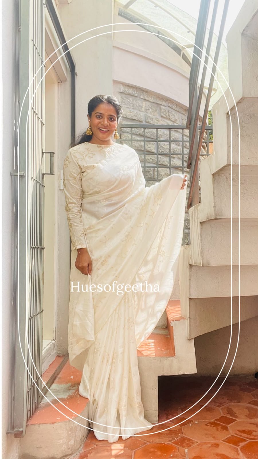 Ivory Embroidered Saree
