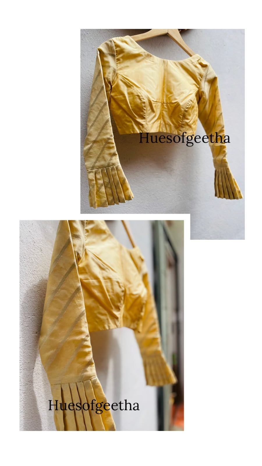 Gold Blouse with Pleated Cuffs