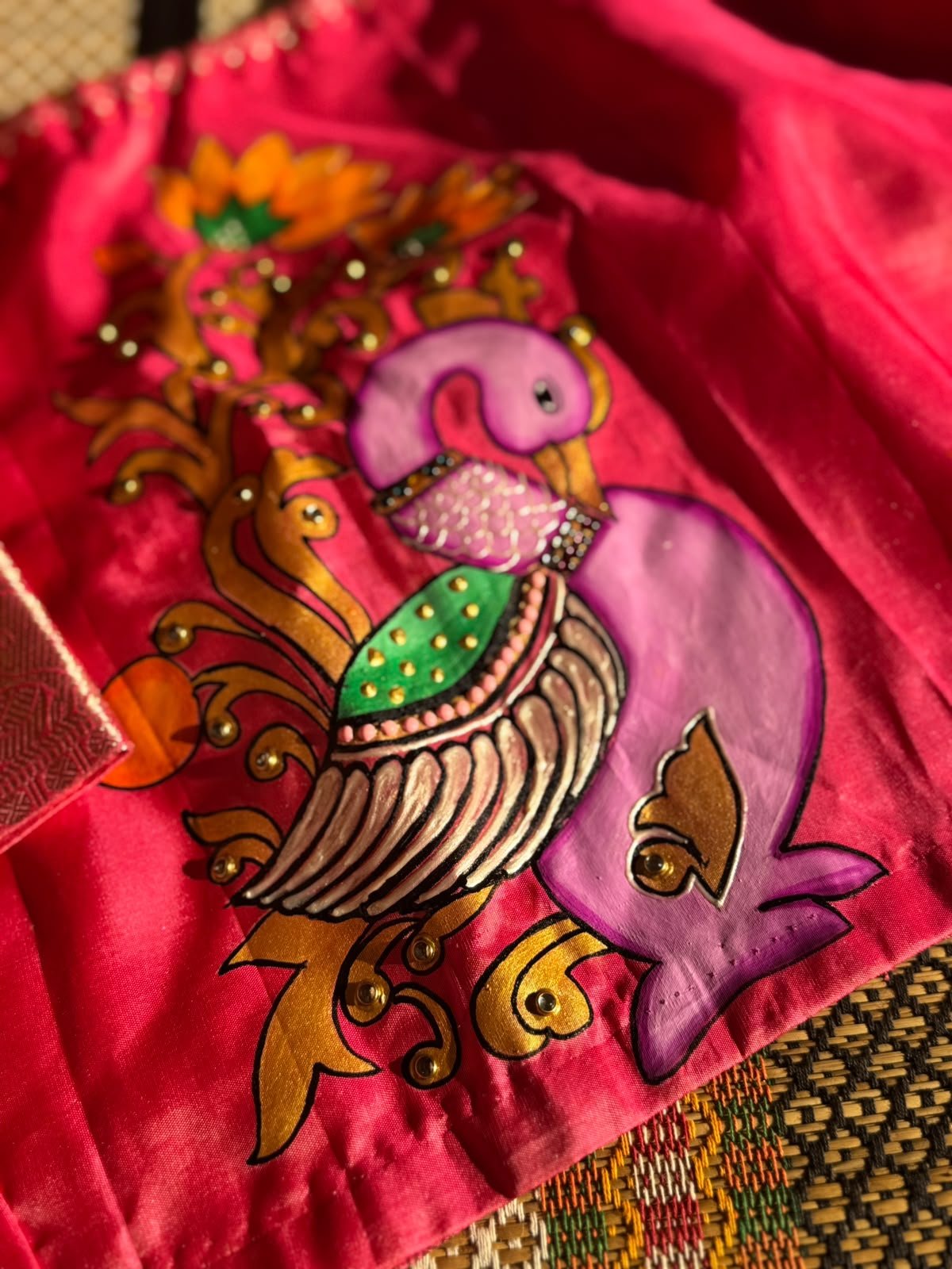 Pink Swan Tanjore Painting