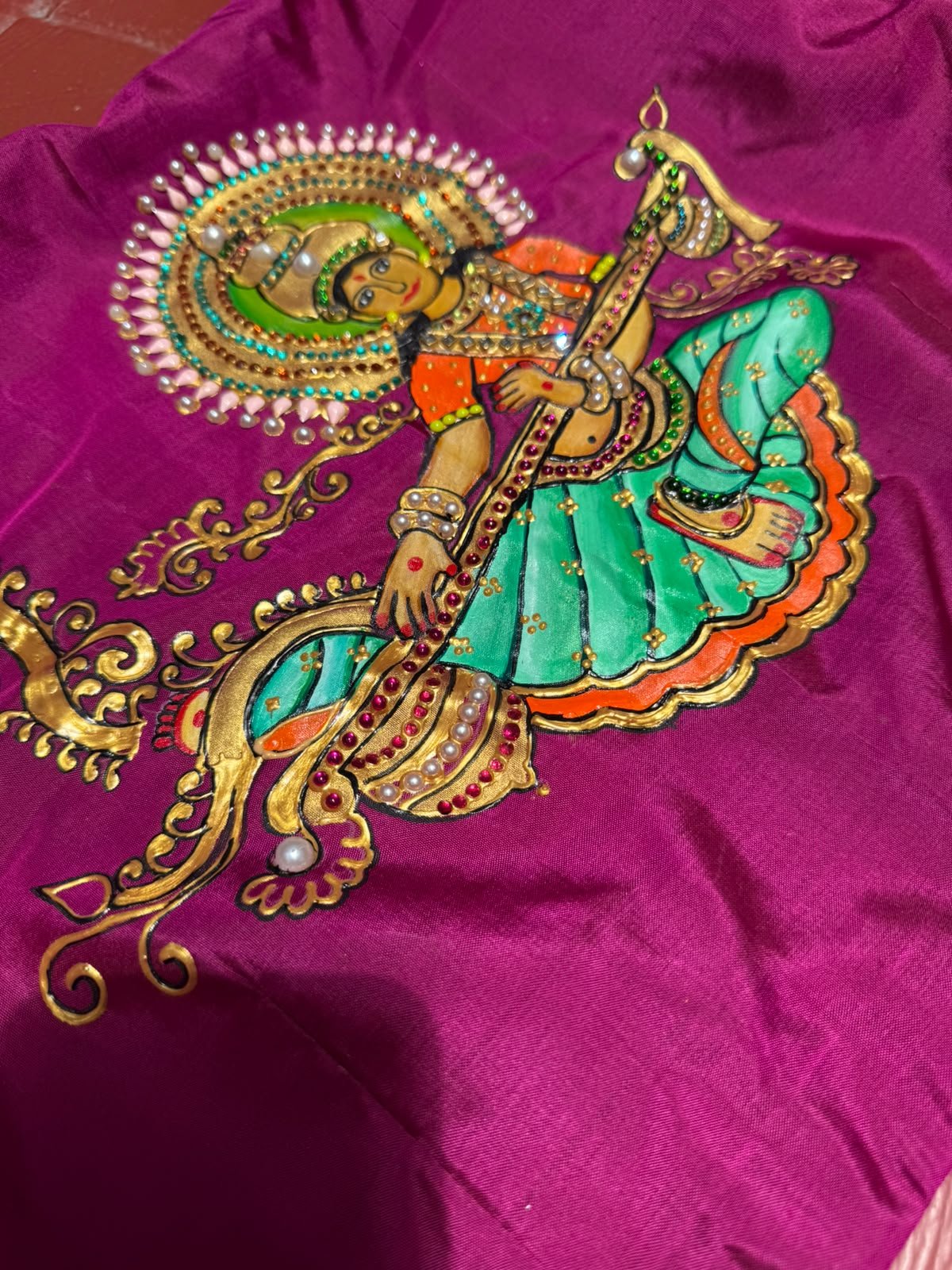 Saraswati with Veena Tanjore Painting
